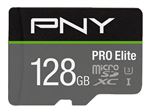 PNY PRO Elite - Carte mémoire flash (adaptateur microSDXC vers SD inclus(e)) - 128 Go - A1 / Video Class V30 / UHS-I U3 / Class10 - microSDXC UHS-I