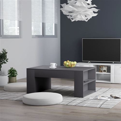vidaXL Table basse Gris 100x60x42 cm Aggloméré