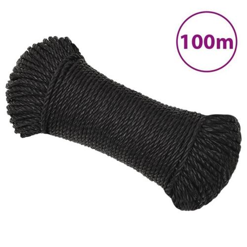 Vidaxl Noir 153003 Corde De Travail 6 Mm 100 M Polypropylène - Image 3
