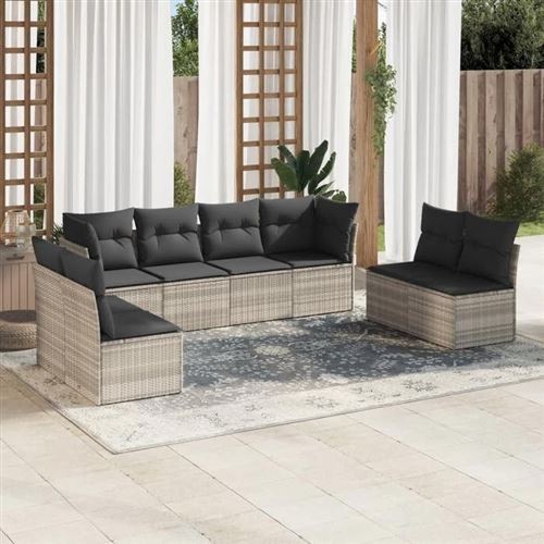 Non Communiqué Gris Vidaxl Salon De Jardin Avec Coussins 8 Pcs, Canapés Avec Pieds Réglables, Ensemble De Meubles D'extérieur Patio Terrasse, 3217452