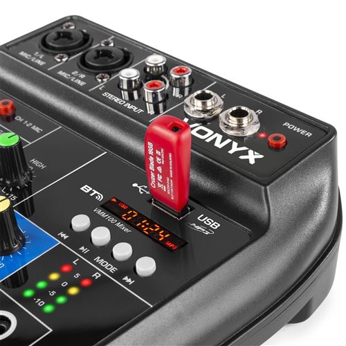 Table de mixage DJ 2 canaux égaliseur 3 bandes avec Bluetooth intégré