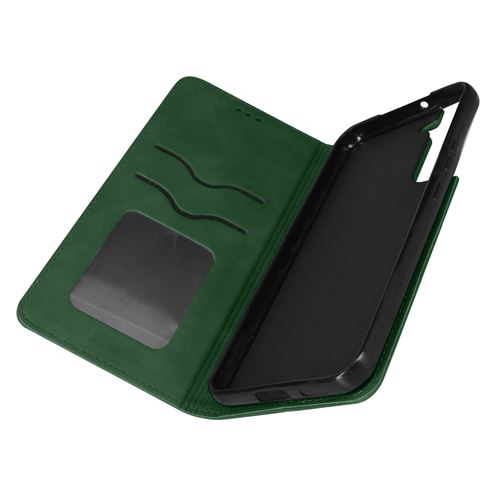 Avizar Etui Folio pour Samsung Galaxy S22 Plus Porte Carte Simili Cuir Daim Avizar vert