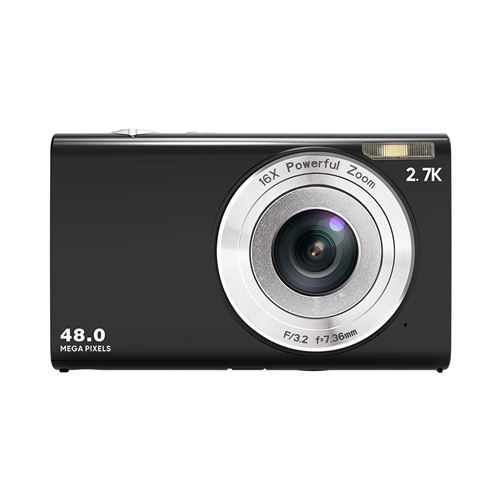  Appareil Photo Compact 48MP 1080P avec Zoom 8x, Ecran IPS 2,4 Pouces + Carte 32G, Noir