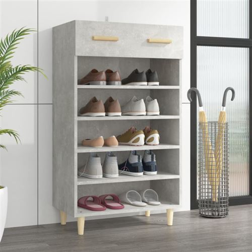 vidaXL Armoire à chaussures Gris béton 60x35x105 cm Bois d'ingénierie812784