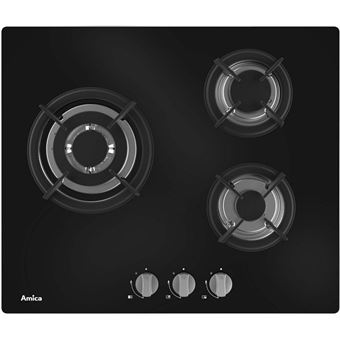 Amica AG3631N - Table de cuisson au gaz - 3 plaques de cuisson - Niche - largeur : 55.3 cm - profondeur : 47.3 cm - noir - 1