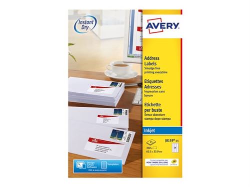 Avery - Blanc - 63.5 x 33.9 mm 360 étiquette(s) (15 feuille(s) x 24) étiquettes adresses
