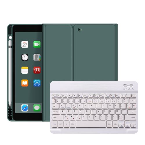 Non Communiqué Vert/Blanc Étui Hsmy En Silicone Avec Clavier Français Azerty Bluetooth Pour Ipad5 / Air 2017 9.7 - Foncé&