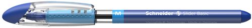 Stylo Schneider Slider Basic (Stylos à bille, pointe moyenne (M)) Lot de 10 Stylos, Encre bleue