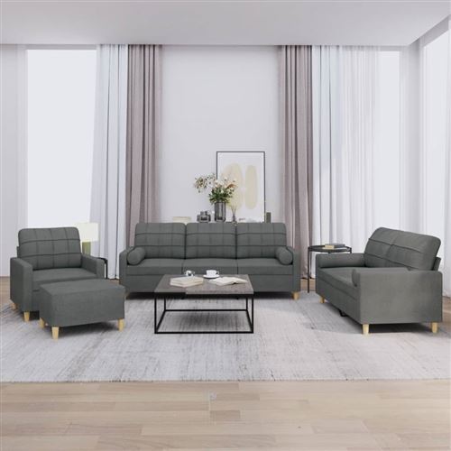 Non Communiqué Gris Foncé Vidaxl Ensemble De Canapés 4 Pcs Coussins Tissu3201267