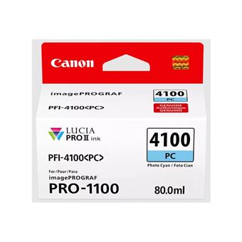 Canon PFI-4100 PC - 80 ml - photo cyan - original - boîte de suspension - réservoir d'encre - pour imagePROGRAF PRO-1100