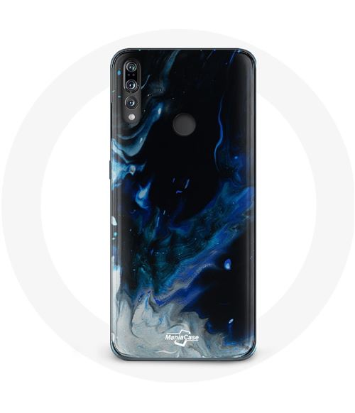 Coque pour Huawei p30 lite Nuages de fumée multicolore de bleu gris et noir sur fond noir Maniacase