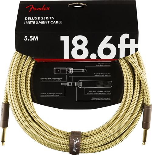 Fender - Câble jack guitare Deluxe series droit-droit 5,5 m - Tweed