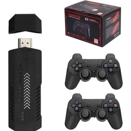 Game stick X2 GD10 et console de jeu avec deux manettes sans fil,Carte TF 64G 37000 jeux 3D 4K 64G