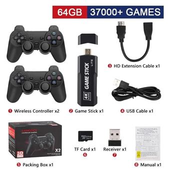 Console rétro avec double manette sans fil 2,4 G, carte intégrée, plus de 40 000
