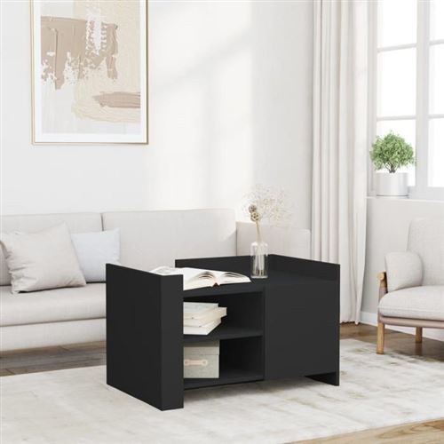 VIDAXL - Table basse - 80x50x50 cm - Noir - Image 2