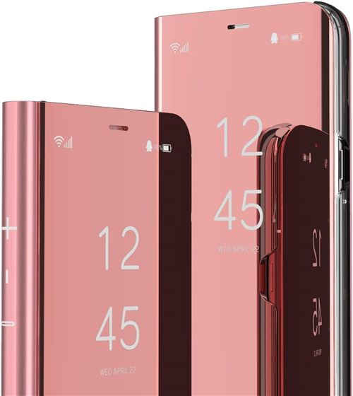 Coque Folio Rabat Miroir Pour Samsung Galaxy S23 Plus Couleur Rose Little Boutik©