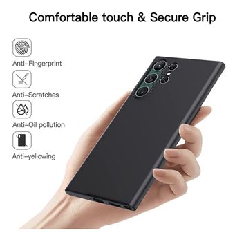 Coque Silicone Noir + Verre Trempe Pour Samsung Galaxy S23 Ultra