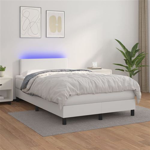 vidaXL Sommier à lattes de lit et matelas et LED Blanc 120x200 cm