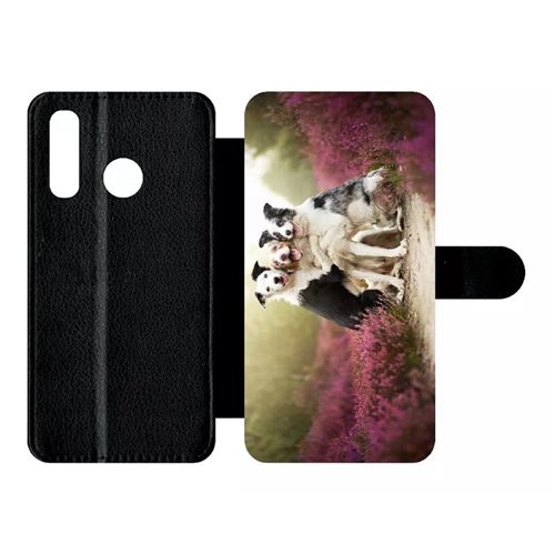 Etui My-Kase pour P30 lite - trois chiens copains - Simili-cuir Noir