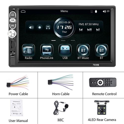 Autoradio 7 Pouces Bluetooth CarPlay Android Auto Caméra Recul HD FM USB YONIS