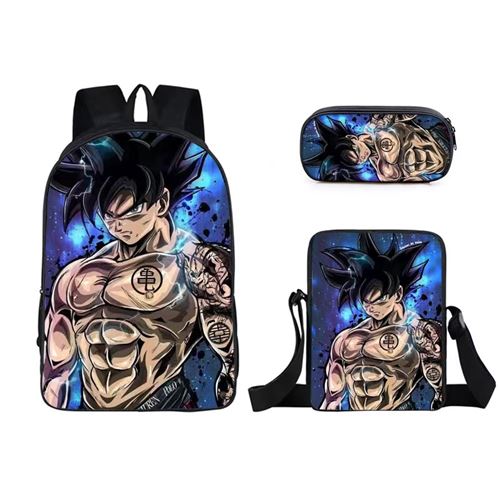 Lot de 3 pièces Sac à Dos, Trousse à crayons, Sac à Bandoulière Dragon Ball pour Enfants (SD3633) Multicolore