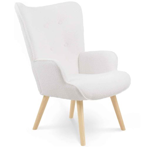 Non Communiqué Blanc Fauteuil Scandinave Ivar En Tissu Bouclette