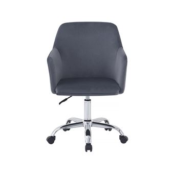 Chaise de bureau en velours ajustable "Ophélie" - Gris - 1