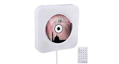 Lecteur cd blanc audio mural bluetooth avec télécommande haut-parleurs hifi bande complète radio fm usb musique mp3
