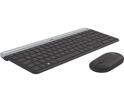 Logitech Slim Wireless Combo MK470 - Ensemble clavier et souris - sans fil - 2.4 GHz - QWERTY - R.-U. - graphite