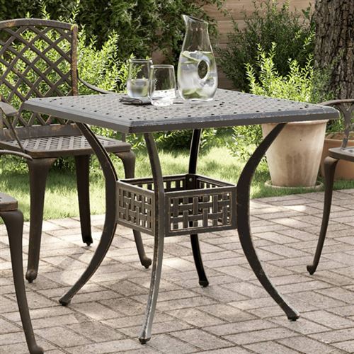 Non Communiqué Gris Table De Jardin Bronze 80X80x75 Cm Aluminium Coulé