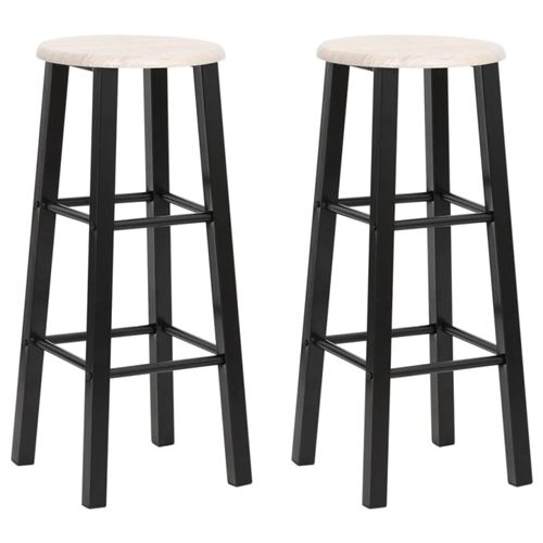 vidaXL Tabourets de bar 2 pcs Noir MDF
