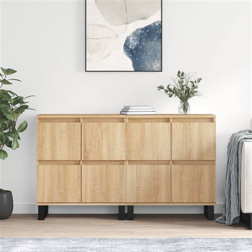 vidaXL Buffets 2 pcs, Armoires de Salon avec Rangement, Organisateur de Maison Salle de Séjour Intérieur, Moderne, Chêne Sonoma Bois d'Ingénierie 3190184