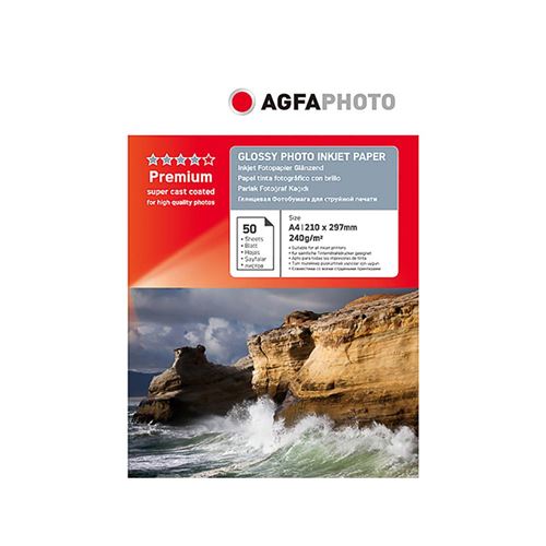 Papier photo A4 AgfaPhoto finition Brillant 240g Jet d'encre - AP24050A4