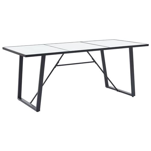 vidaXL Table de salle à manger Blanc 200x100x75 cm Verre trempé