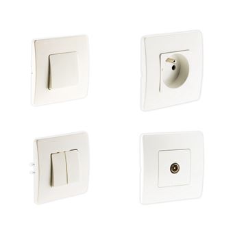 Zenitech - 2 interrupteurs va et vient + prise 2P+T + TV - 1