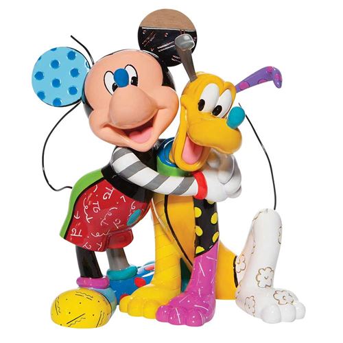 Enesco Mickey et Pluto Figurine Collection by Romero Britto - En résine peinte à la main - 21.5 x 17.5 x 15