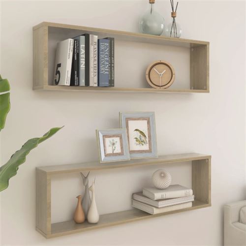 VIDAXL - Étagère Murale Cube - Set de 2 - Chêne Sonoma - Image 3
