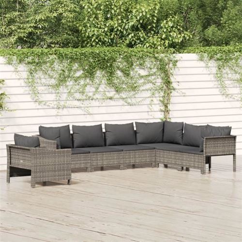Non Communiqué Gris Salon De Jardin Modulable Vidaxl Rotin 7 Pieces 7 Personnes