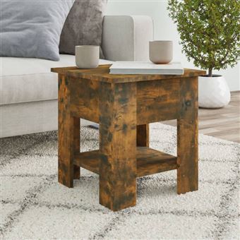 Table basse Chêne fumé 40x40x42 cm Bois d ingénierie - 1