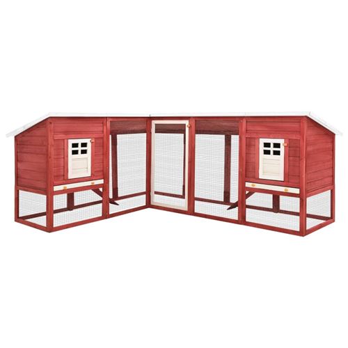 Vidaxl Clapier D'ext&eacute;rieur Avec Piste Rouge Et Blanc Bois De Sapin