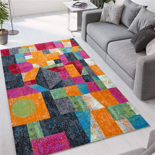 Tapis de salon multicolore design géométrique moderne Milano MUL020, Taille: 133 x 190