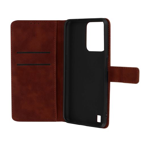 Étui pour Realme C31 Folio Portefeuille Support Vidéo Effet Mat Soft Touch Avizar marron