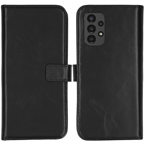 Selencia Étui de téléphone en cuir véritable pour Samsung Galaxy A13 (4G) Noir