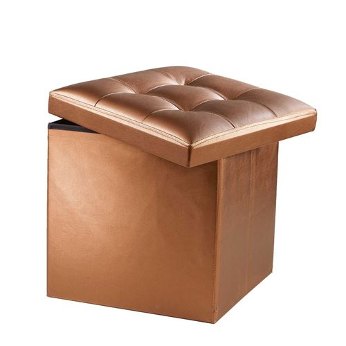 Coffre de rangement pliable 38 x 38 x 38 cm pvc uni capitonne Cuivre
