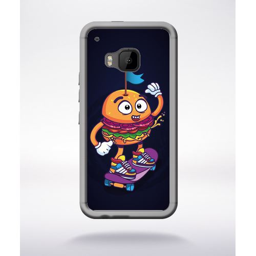 Coque Burger Fond Noir Compatible Htc One M9 Transparent