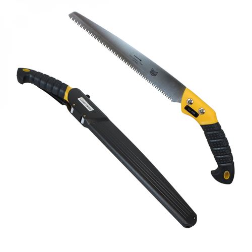 Scie à main multi usage à coupe tirante - Lame 28 cm - Jaune et noire
