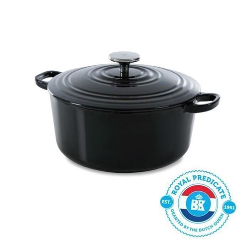 Bissell Bk Cookware H6071.524 Bk Bourgogne Cocotte En Fonte Ronde - 24 Cm - 4.2L - Revetement Emaille - Couvercle avec Anneaux