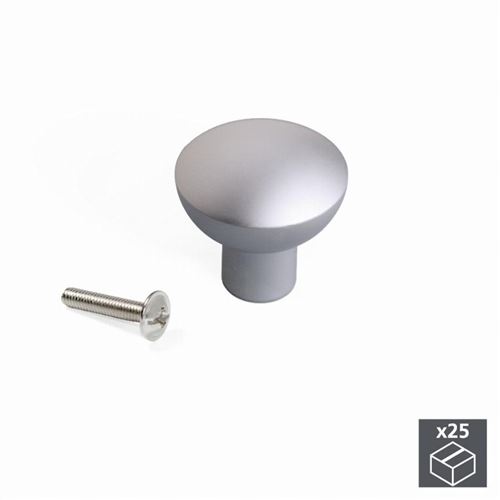 Emuca Poignée pour meuble, D. 25 mm, Aluminium, Anodisé mat, 25 ut.