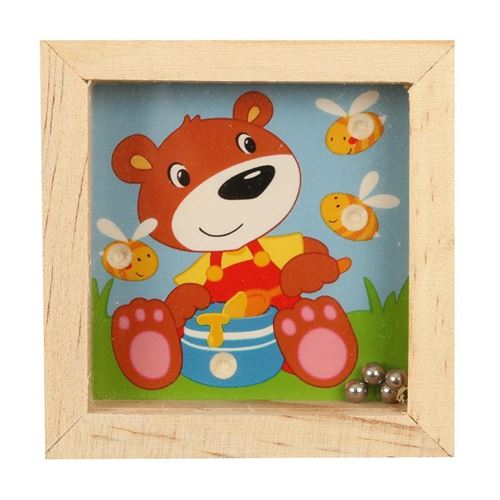 Petit Jeu De Patience En Bois 4 Billes Ours