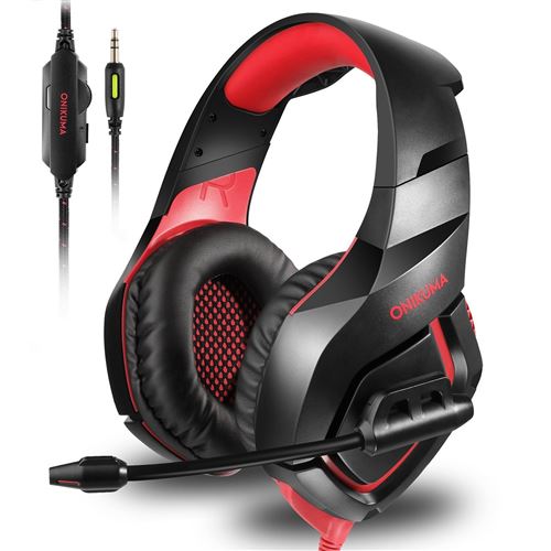 Casque de jeu ONIKUMA K1-B avec microphone Rouge